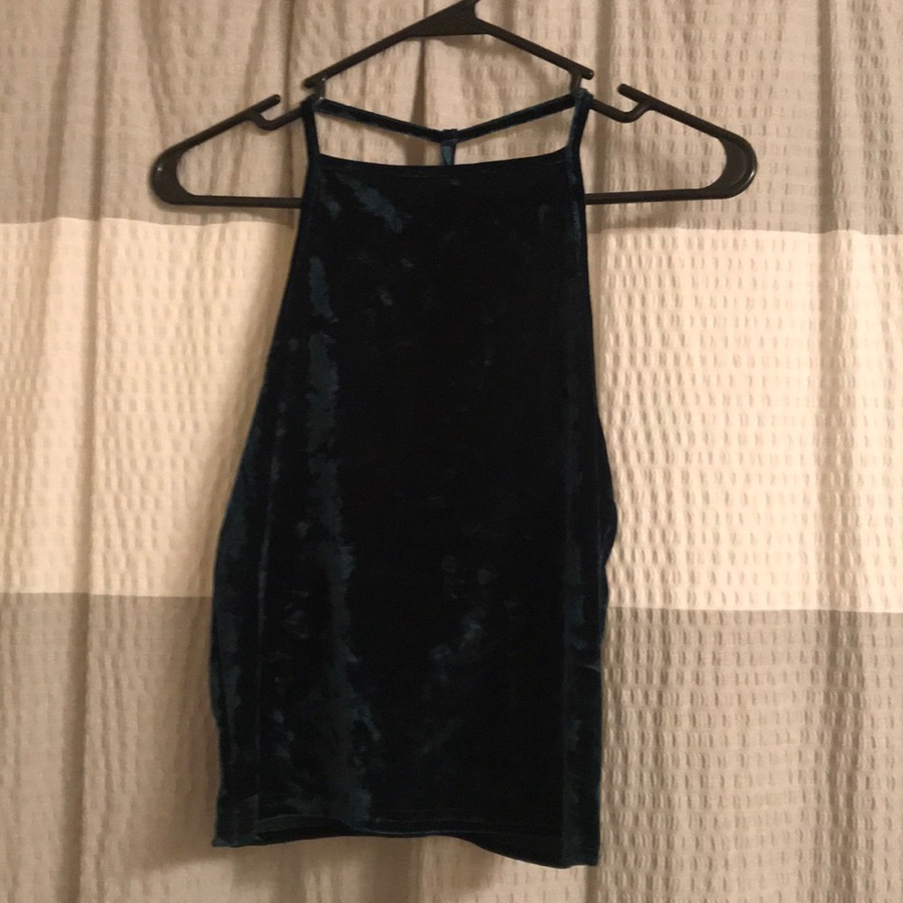 Emerald Velour Halter Top